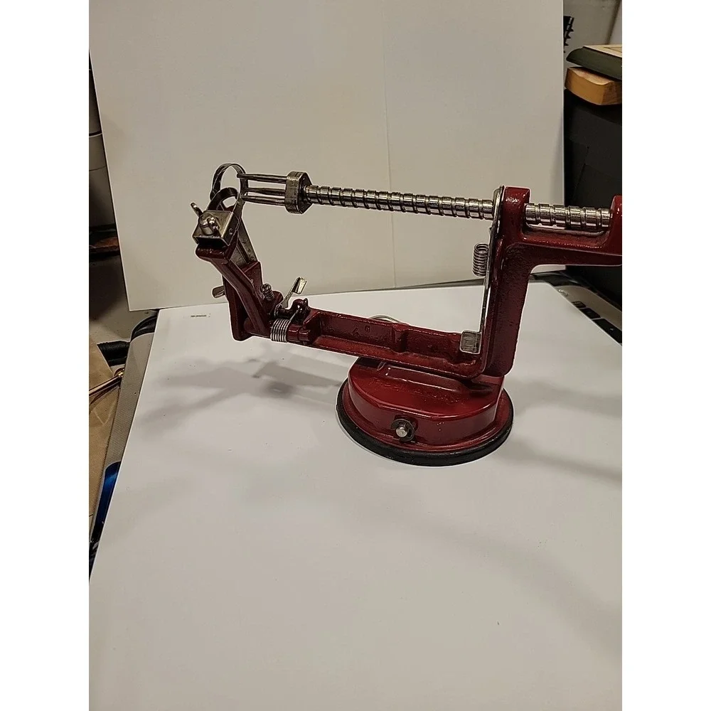 Crank Apple Peeler With Wooden Handle BURGANDY COLOR